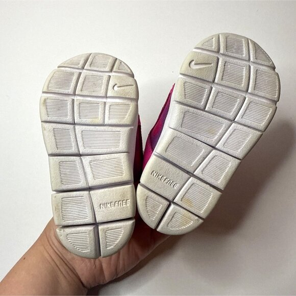 Nike Baby Girls Free Run Sneakers Pink & Blue 4C Athletic Walker - Picture 3 of 5